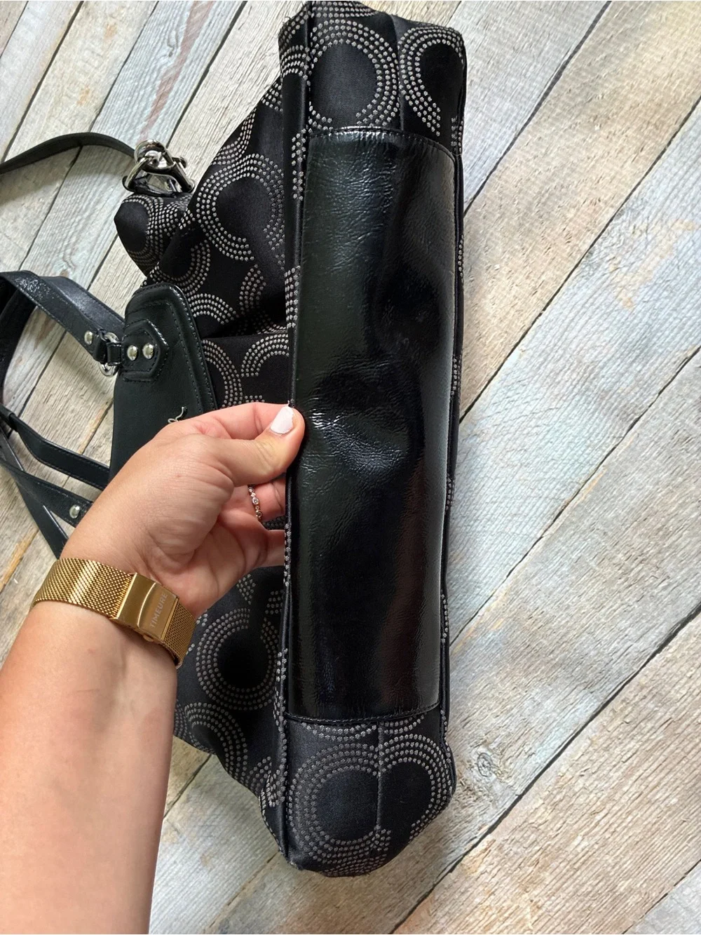 Coach Ashley op art black satchel shoulder bag